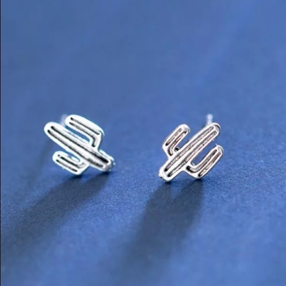 🌵Minimalist Sterling silver cactus earrings - Picture 3 of 4